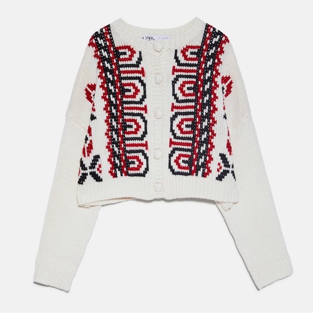 Zara Embroidered Knit Cardigan